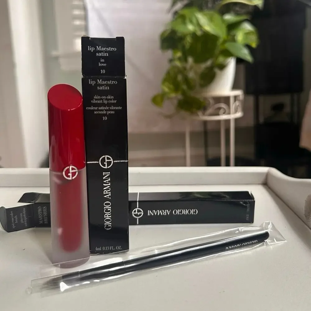 Giorgio Armani bundle NWB spot concealer brush and Lip Maestro satin in love
